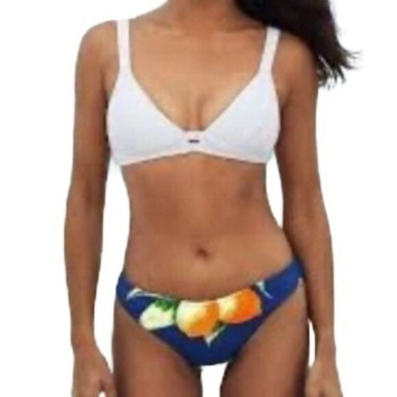 Cupshe White & Blue Lemon Print Bikini Set - Picture 7 of 8